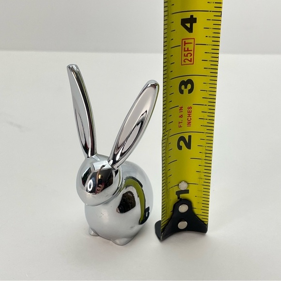 CHROME Bunny Rabbit Ring Holder Paperweight - Picture 8 of 11
